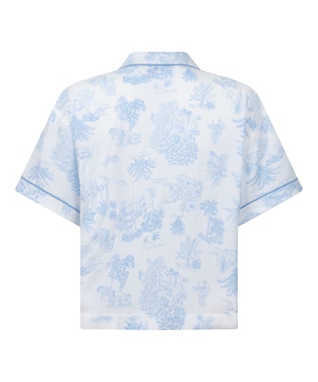 Veste tissée à manches courtes, Bleu