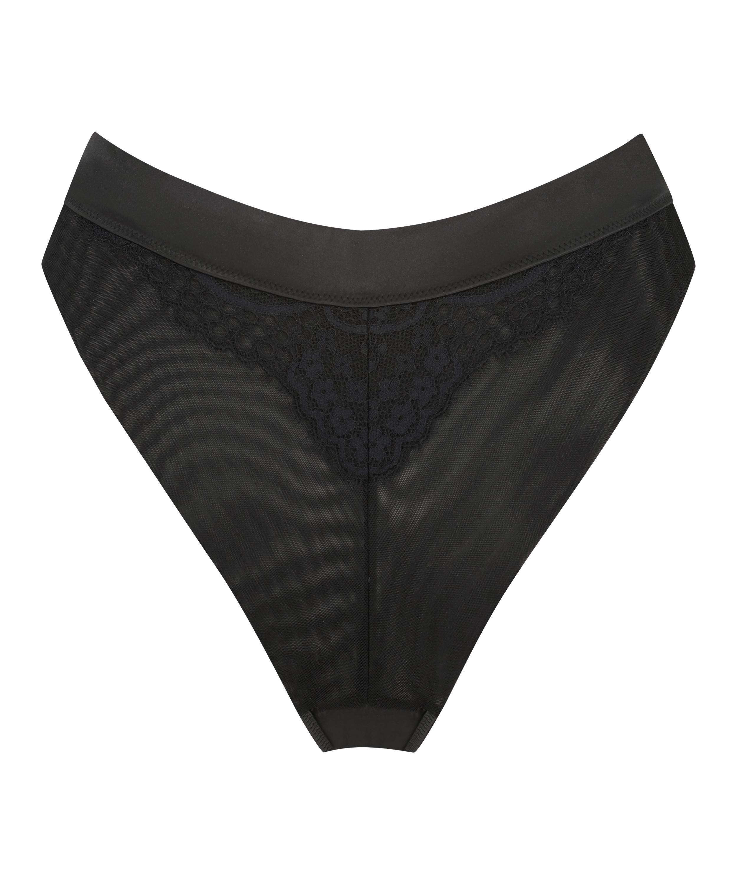 Slip br&eacute;silien taille haute Veronica, Noir, main