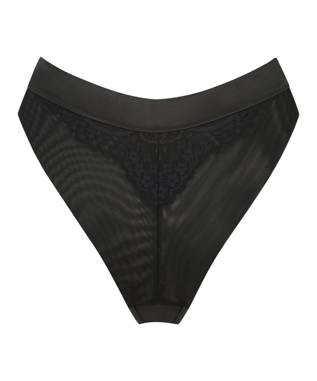 Slip br&eacute;silien taille haute Veronica, Noir