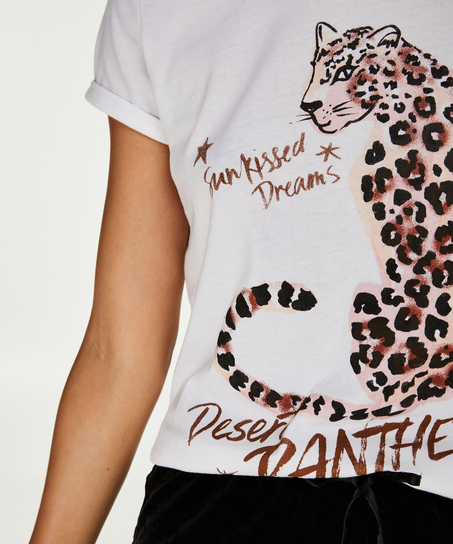 Haut de pyjama à manches courtes, Blanc