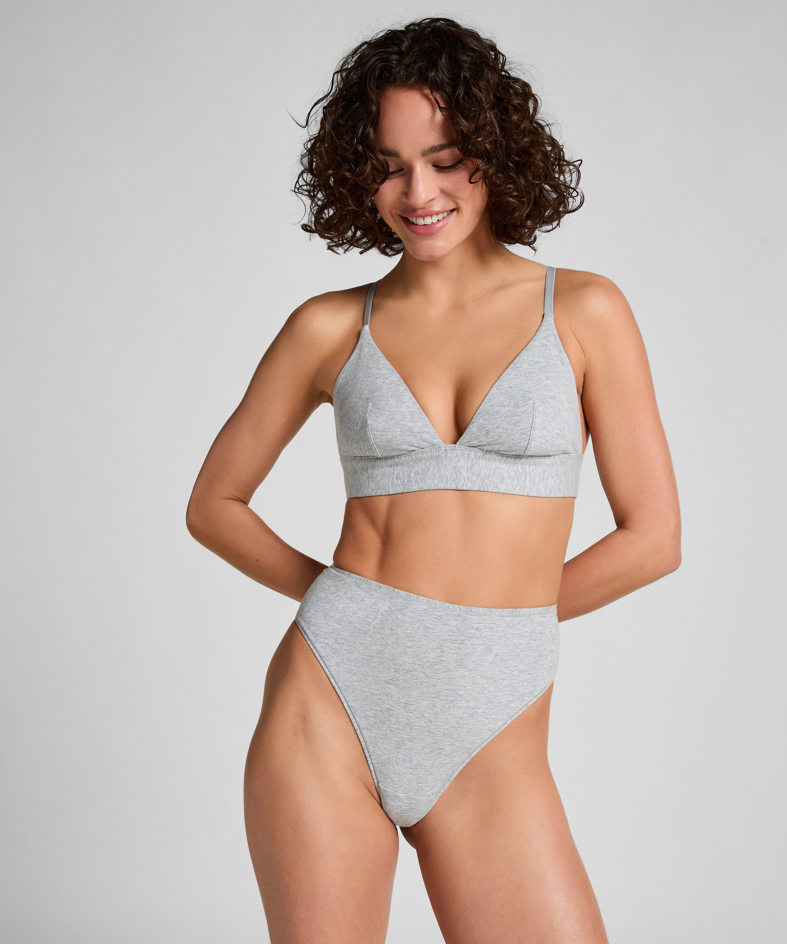 Baumwoll-Bralette, Grau, main