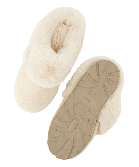 Pantoufles mules Teddy, Blanc