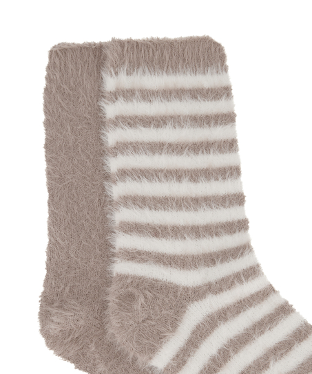 2 Paar Socken, Beige