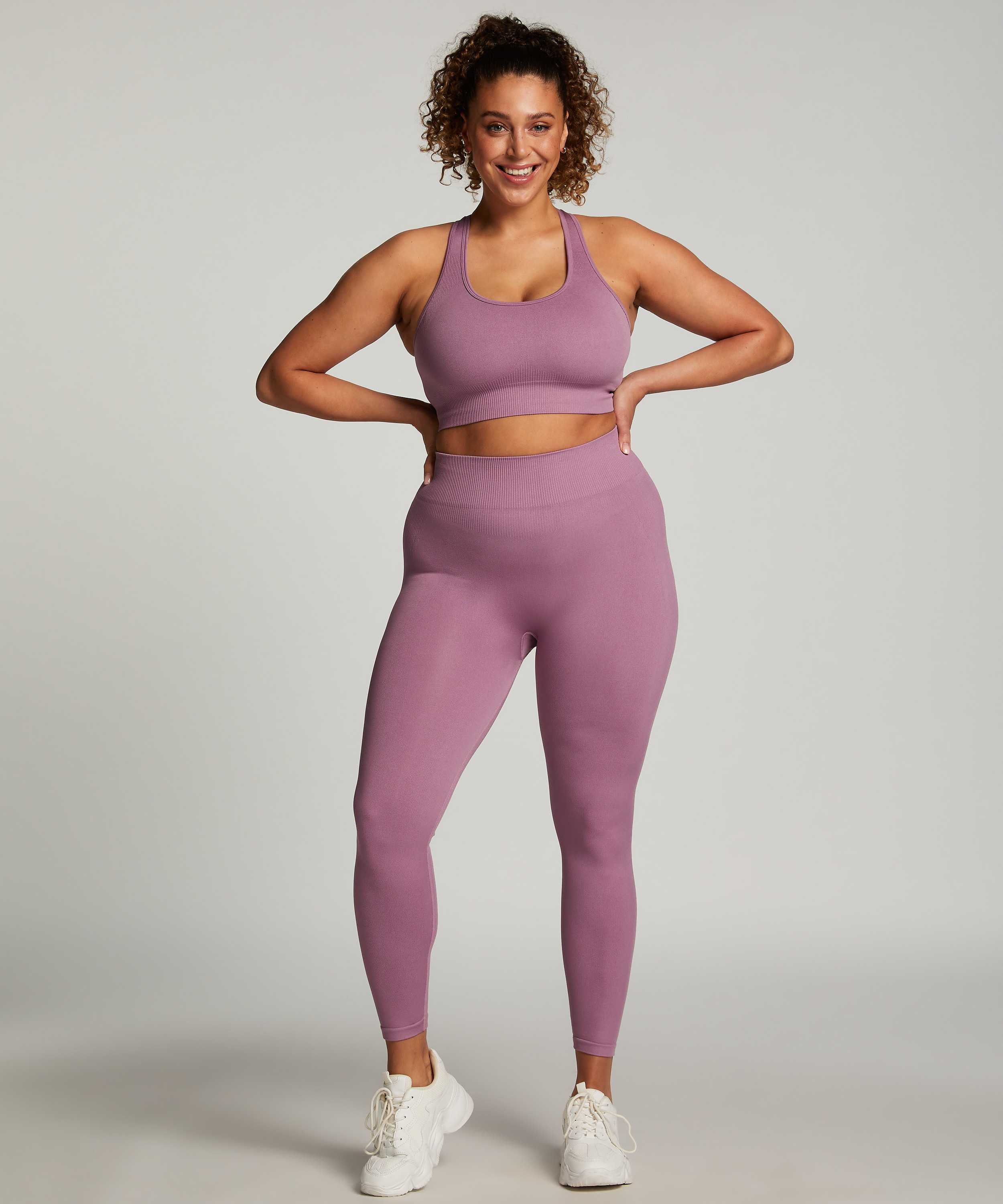 HKMX High Waisted nahtlose Sportleggings, Lila, main