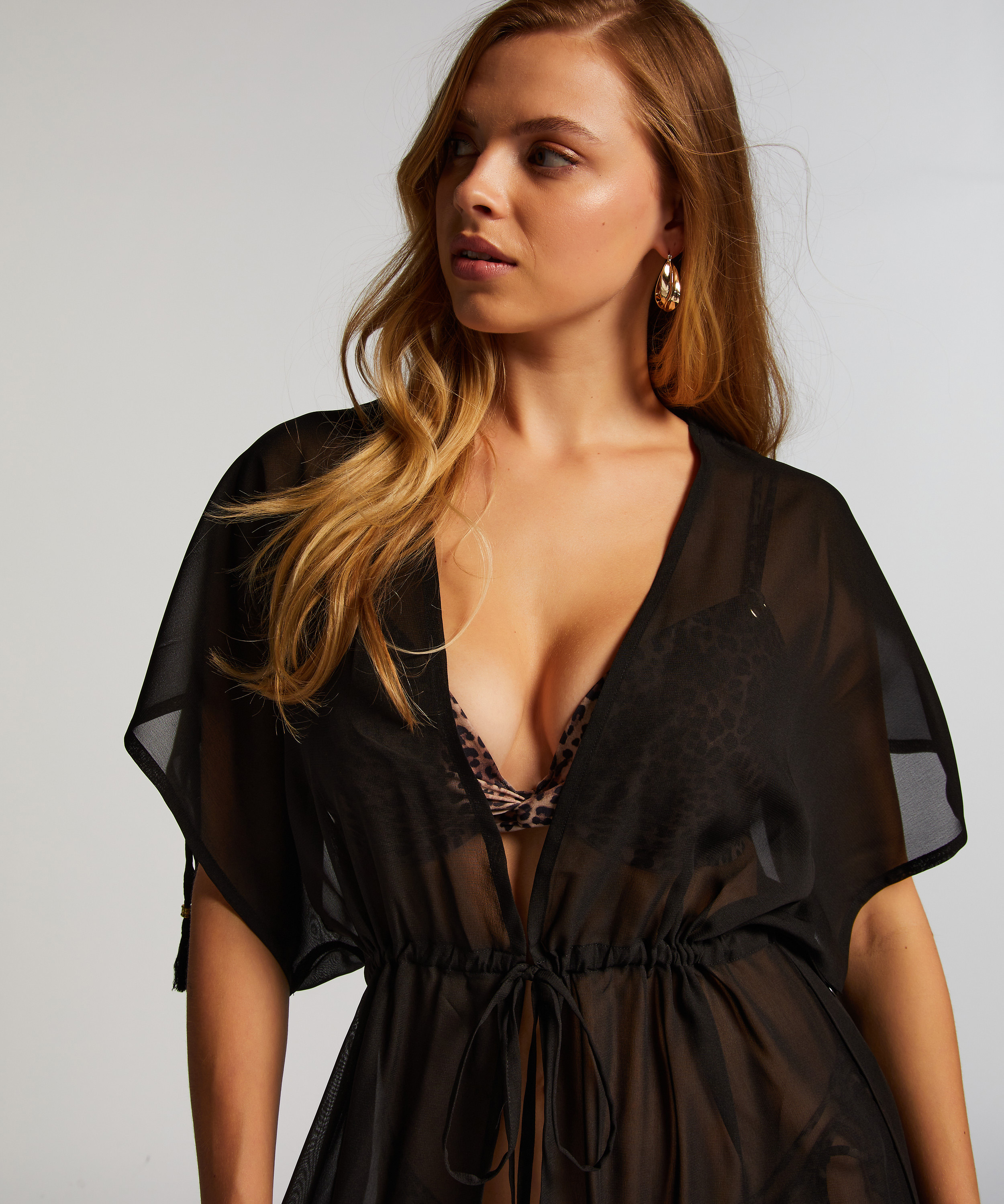 Sheer Kimono, Schwarz, main