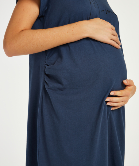 Umstandsnachthemd mit kurzen &Auml;rmeln, Blau