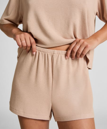 Pyjamashorts aus aufgerautem Jersey, Beige