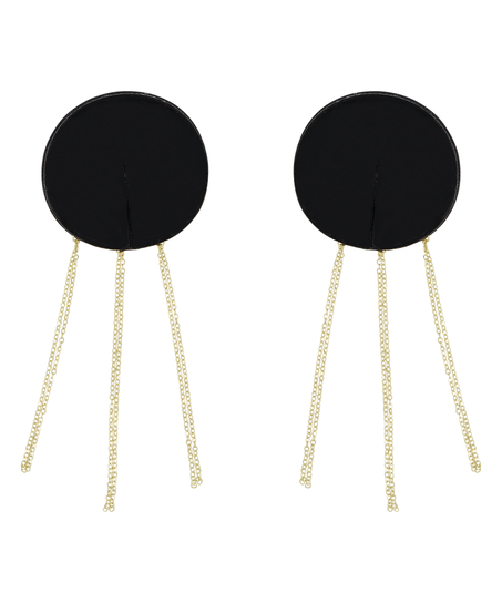 Couvre-tétons avec chaînes en diamant, Noir