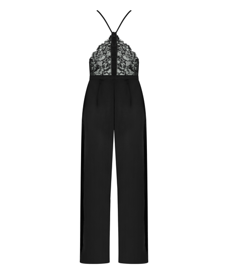 Jumpsuit Satin-Spitze Gabriel, Schwarz