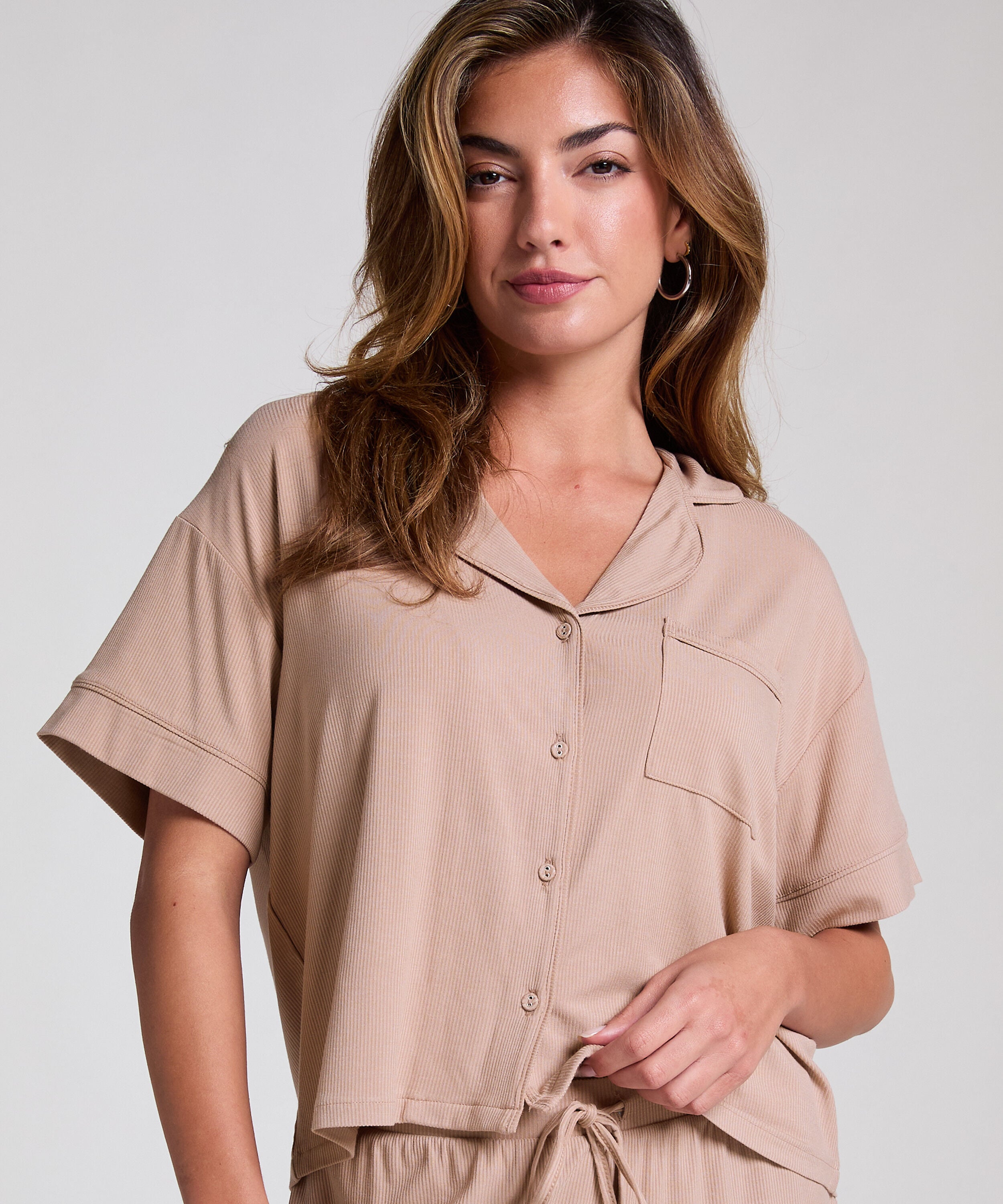 Pyjama Jacke Jersey Essential, Beige
