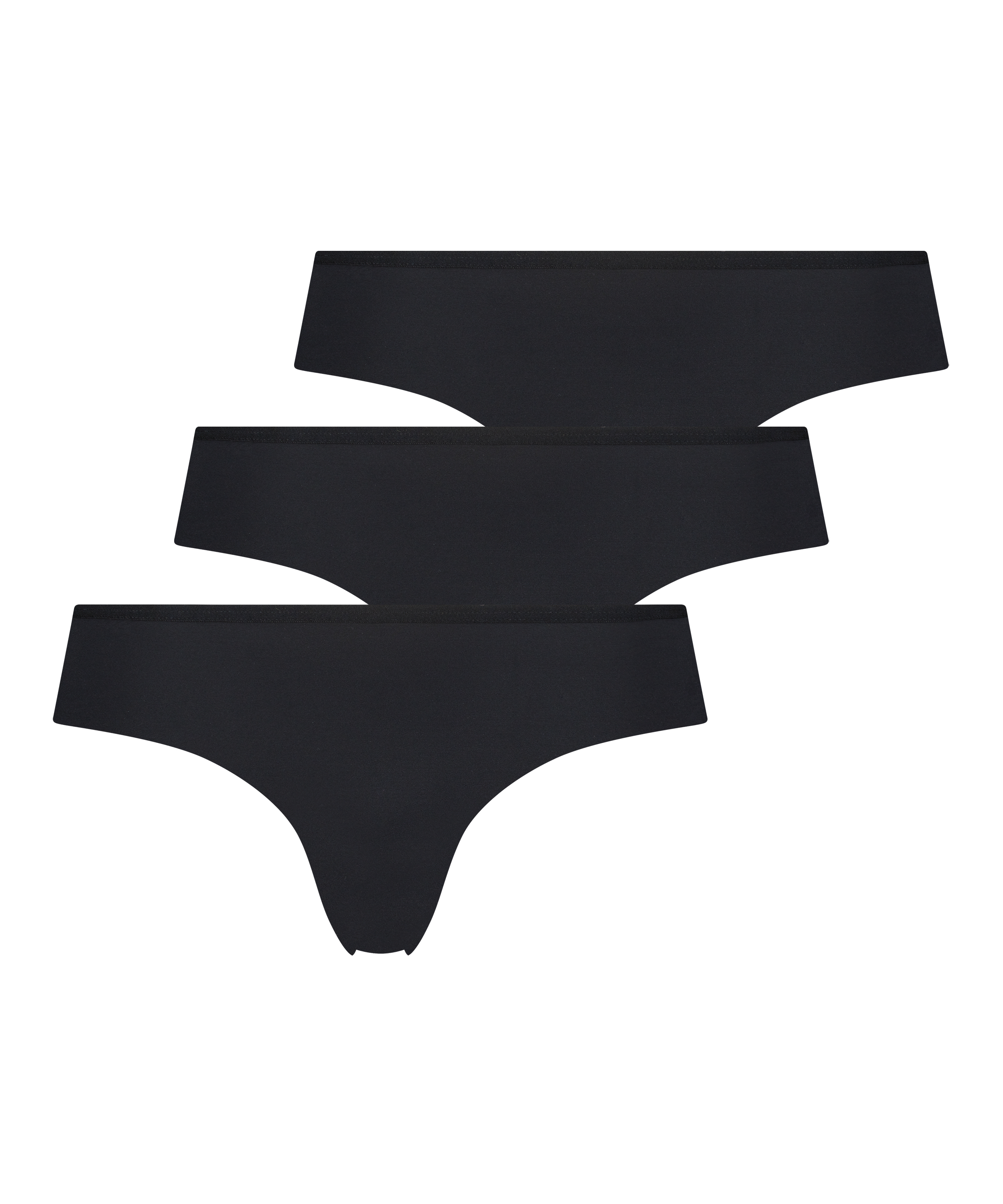 Lot de 3 slips brésiliens invisibles, Noir, main