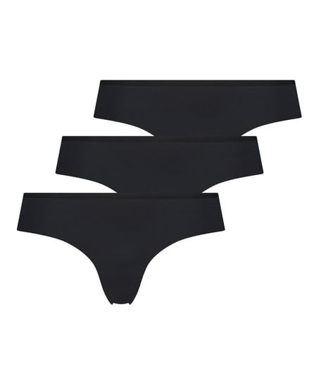 Lot de 3 slips brésiliens invisibles, Noir