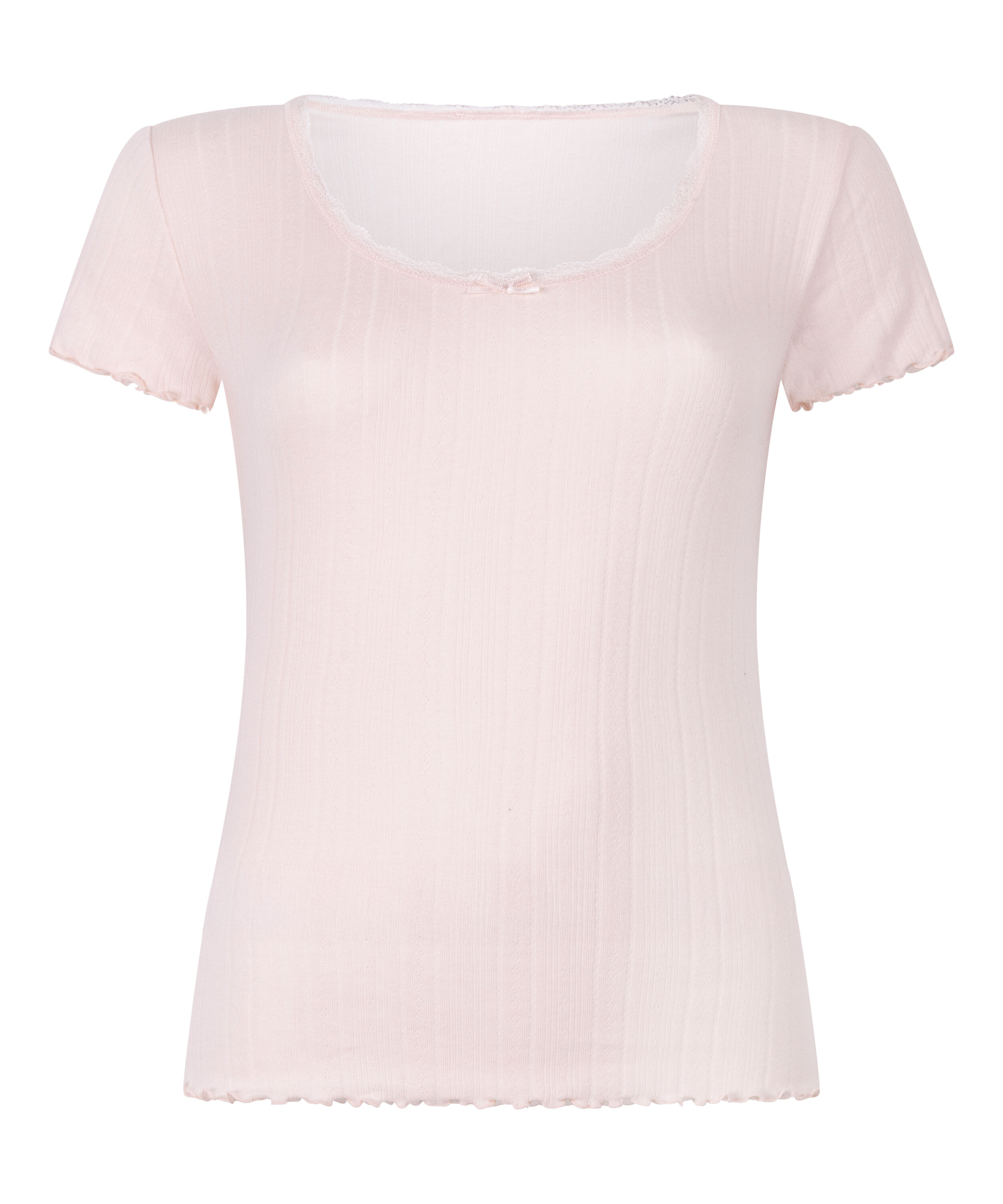 Pointelle-Top mit Spitze, Rose