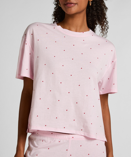Pyjama en coton imprimé, Rose