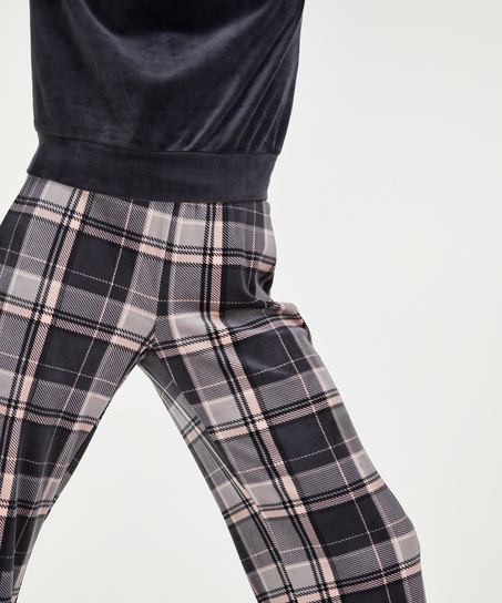 Velour Pyjama-Set, Grau