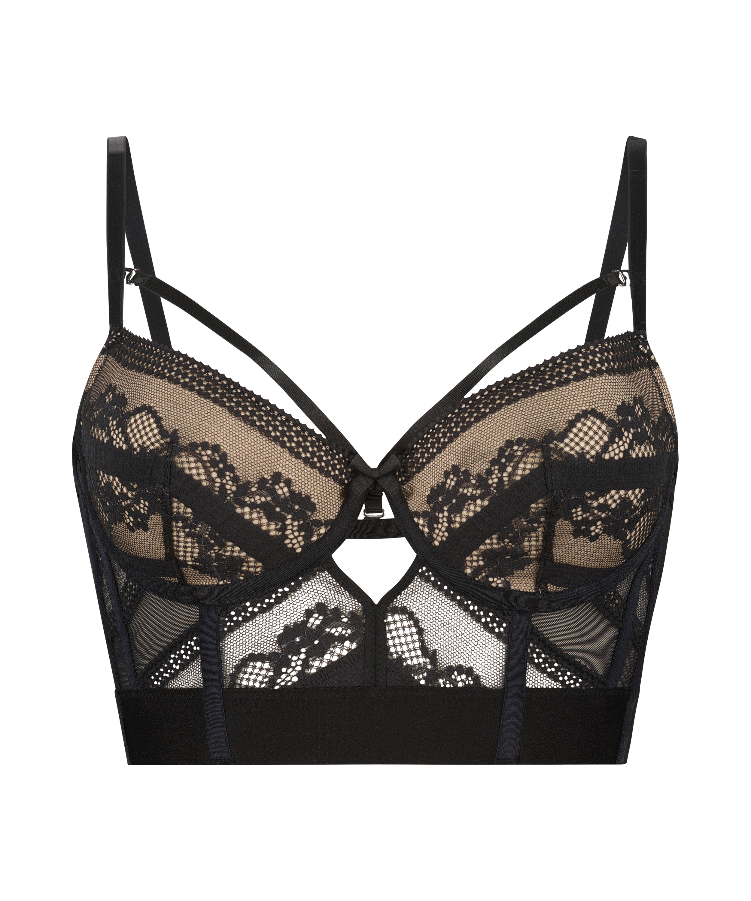 Soutien-gorge à armatures préformé longline Cleo, Noir, main