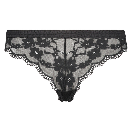 Slip br&eacute;silien jambe haute Iva, Noir