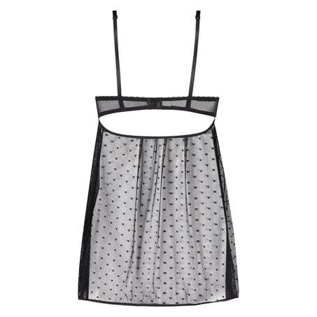 Nuisette à armatures Dot Mesh Bow, Noir