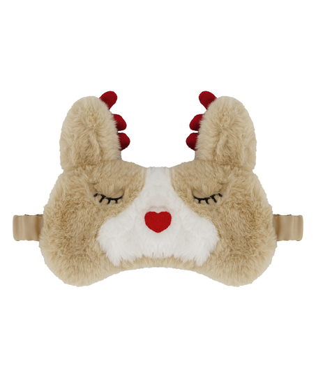 Kunstpelz-Schlafmaske, Beige