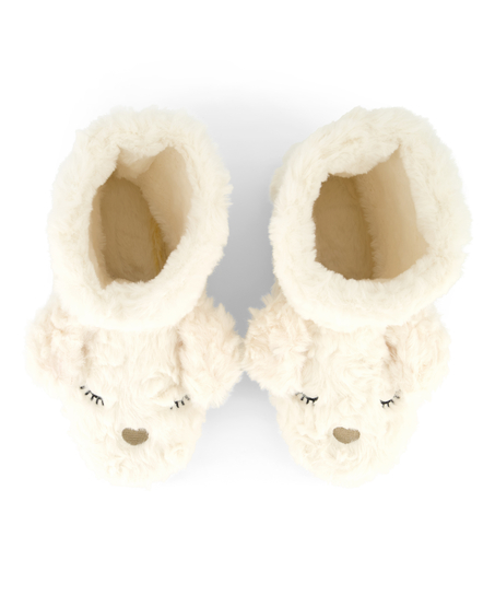 Fur Slippers, Blanc