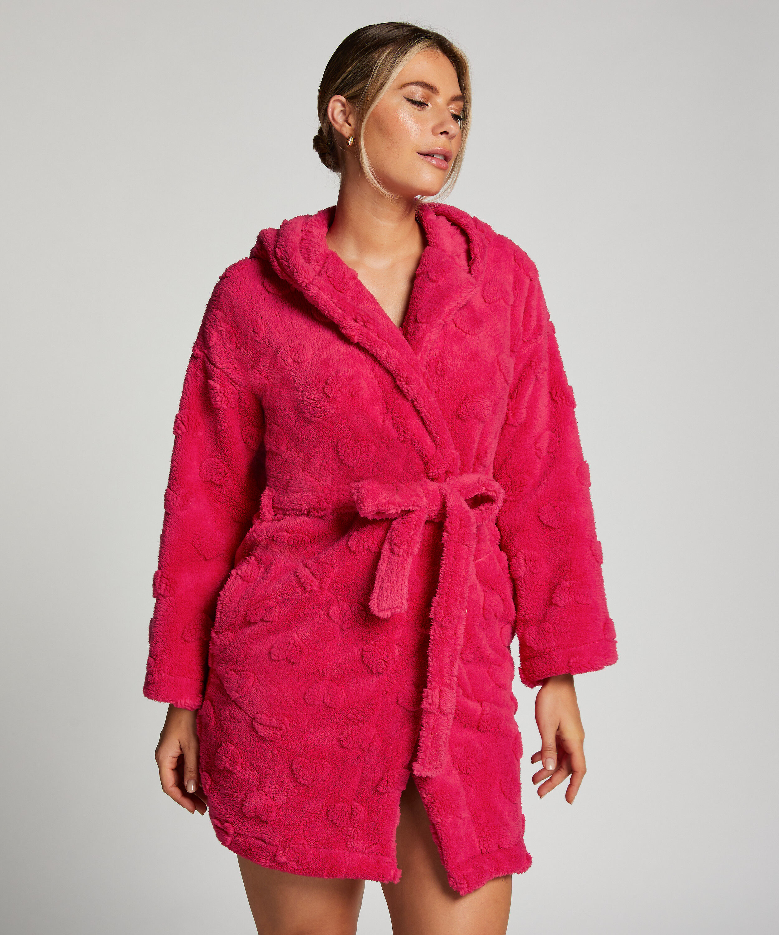 Kurzer Bademantel Fleece, Rose