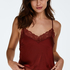 Cami Top Satin Spitze, Rot
