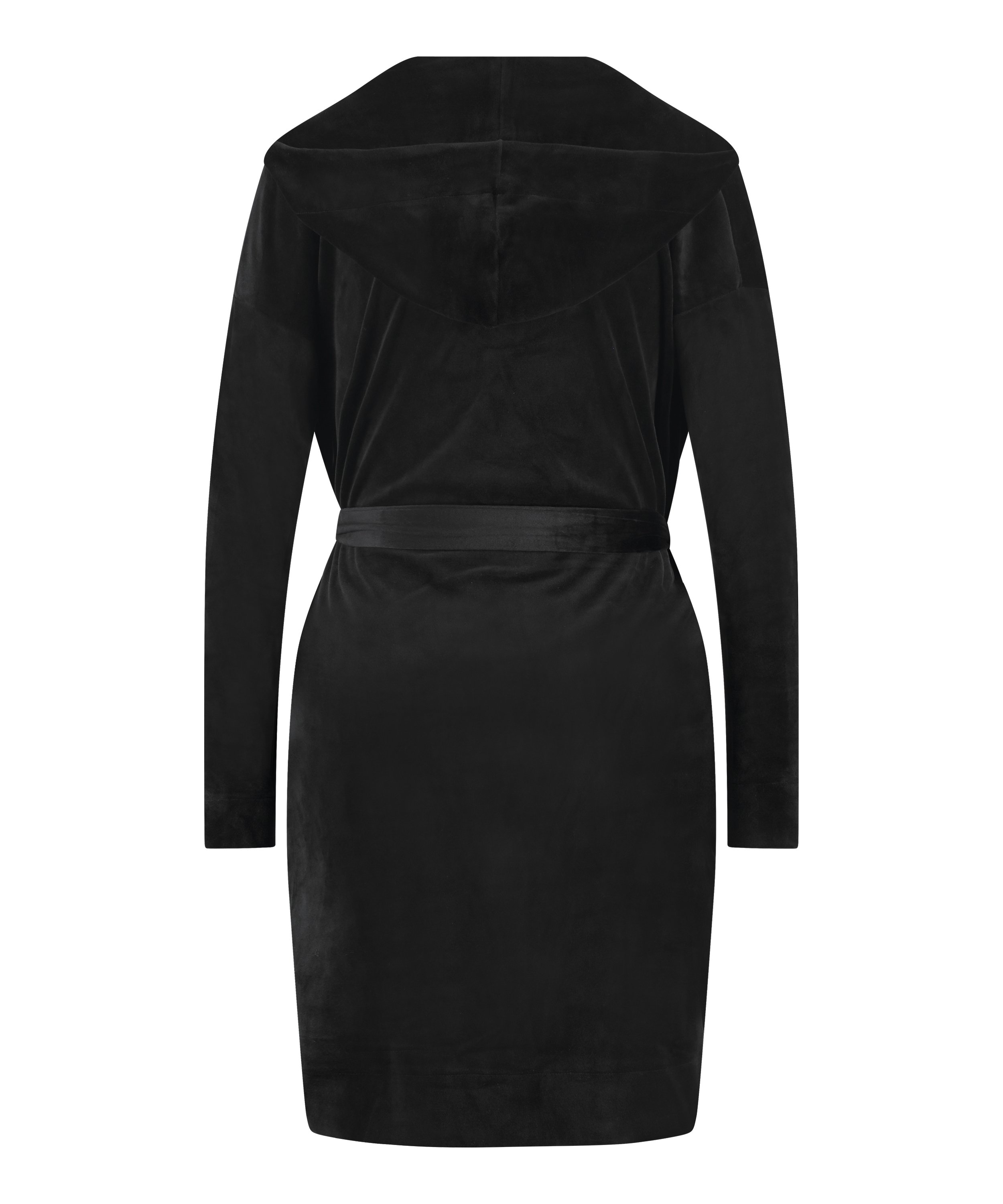 Kurzer Bademantel Velours, Schwarz, main