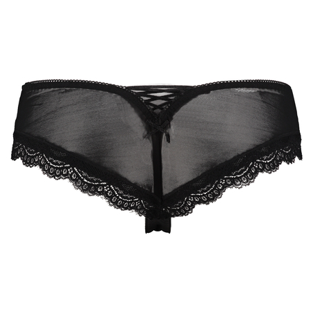 Brazilian Embroidered Mesh, Schwarz
