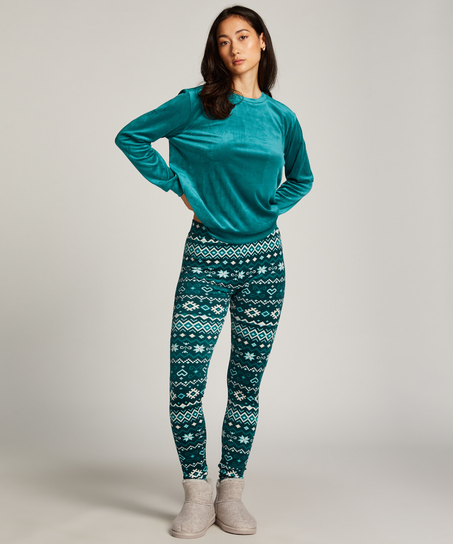 Leggings Velours, Blau