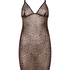 Leopard Mesh-Slipdress, Schwarz