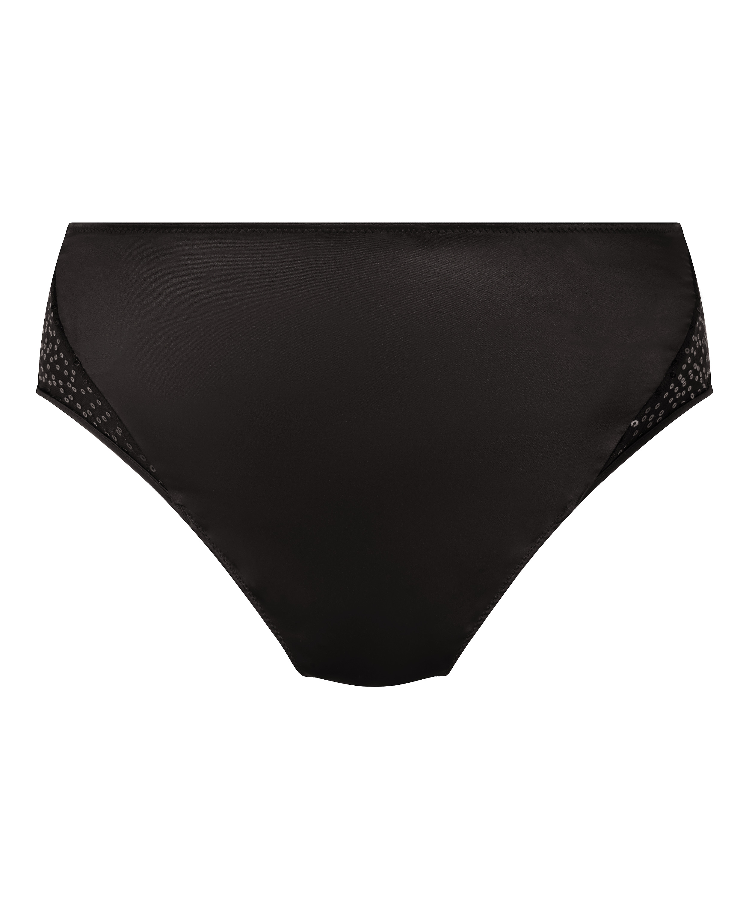 Culotte brésilienne jambe et taille haute Elle, Noir, main