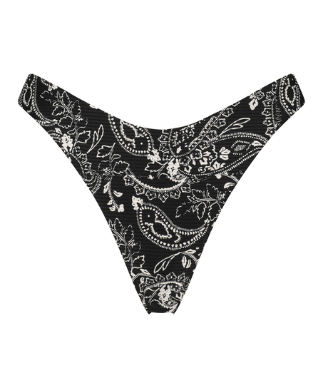 Bas de br&eacute;silien bikini &eacute;chancr&eacute; Paisley, Noir