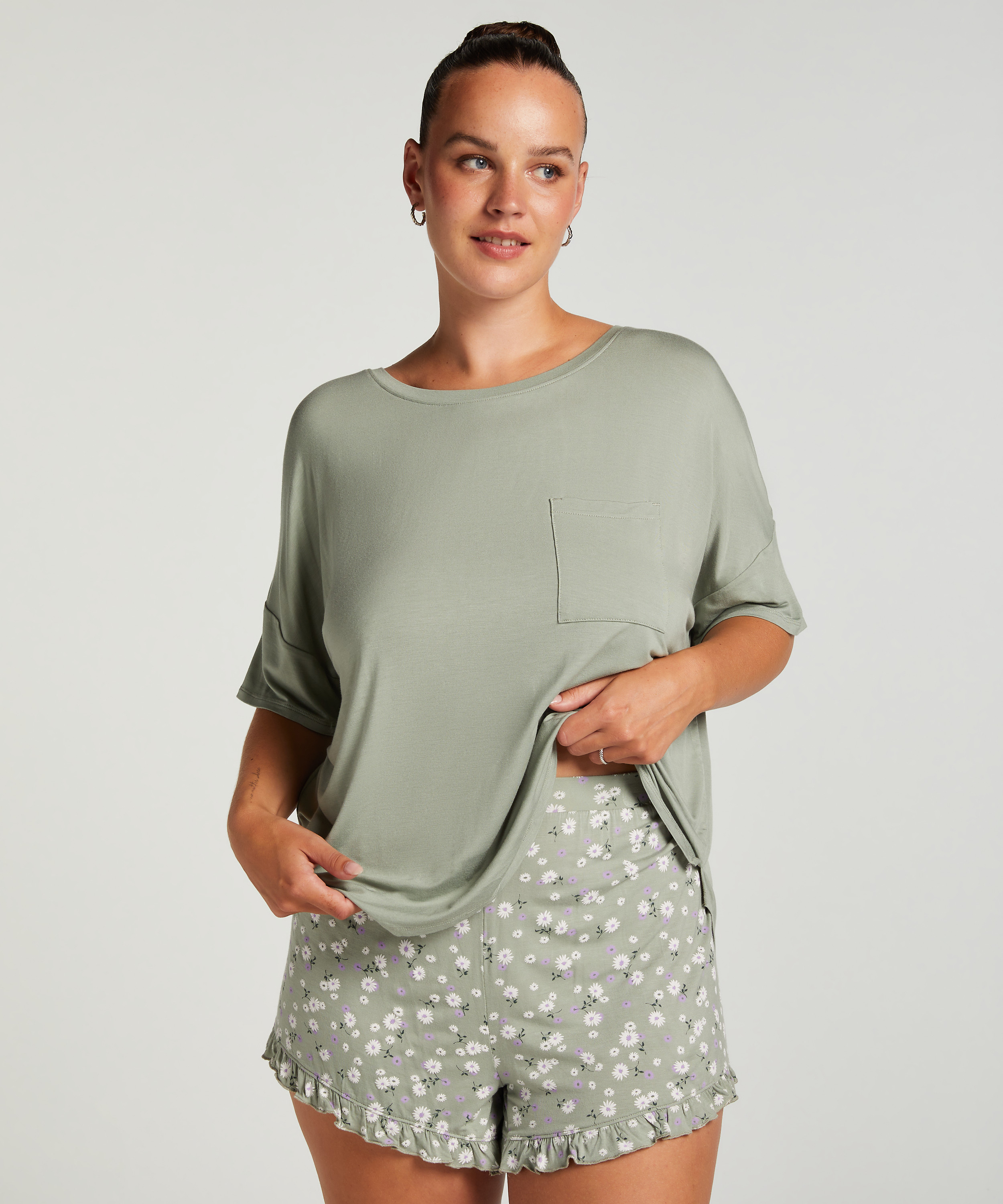 Ensemble de pyjama court, Vert, main