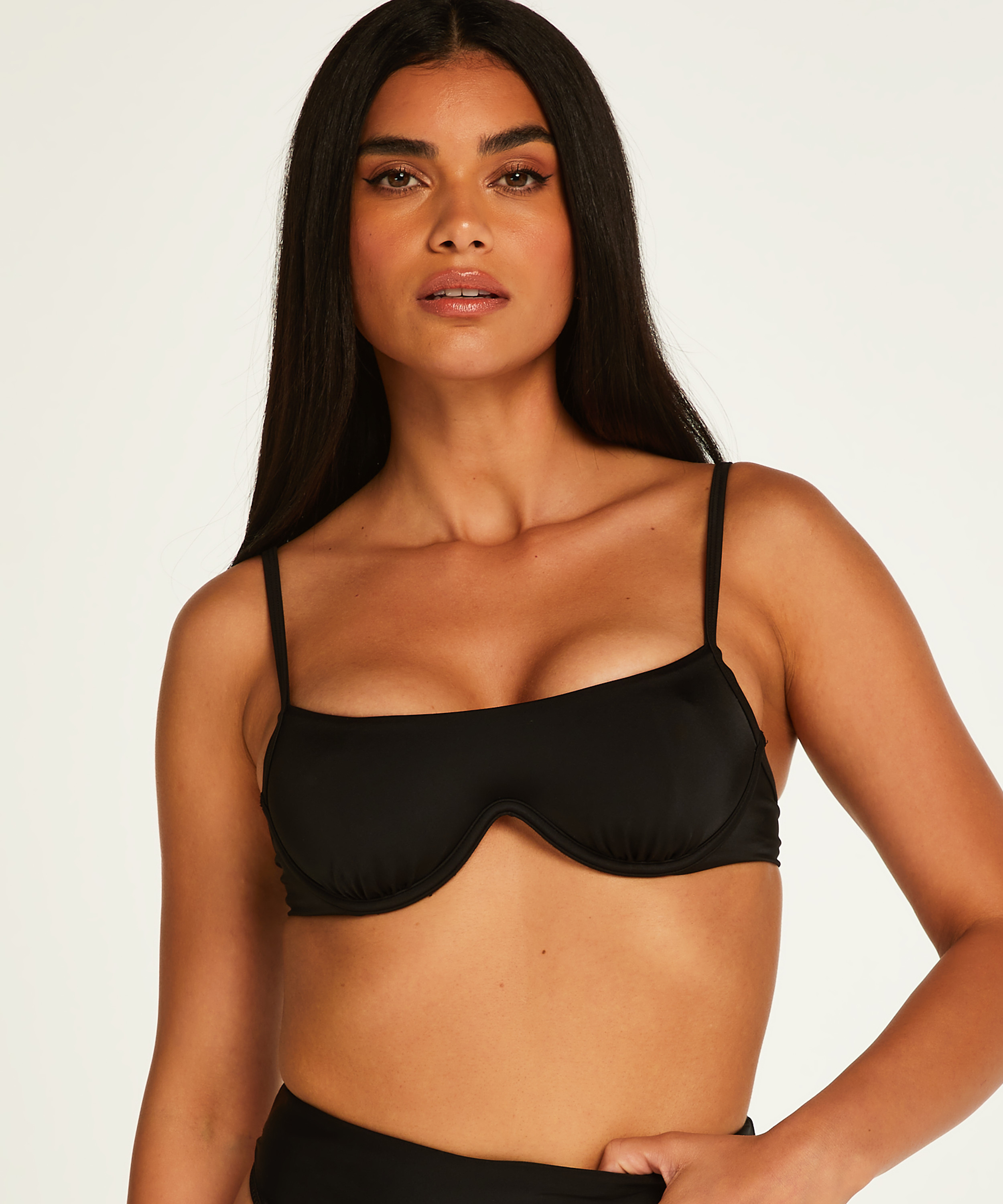 Nicht-vorgeformtes Bügel-Bikini-Top Sicily, Schwarz, main