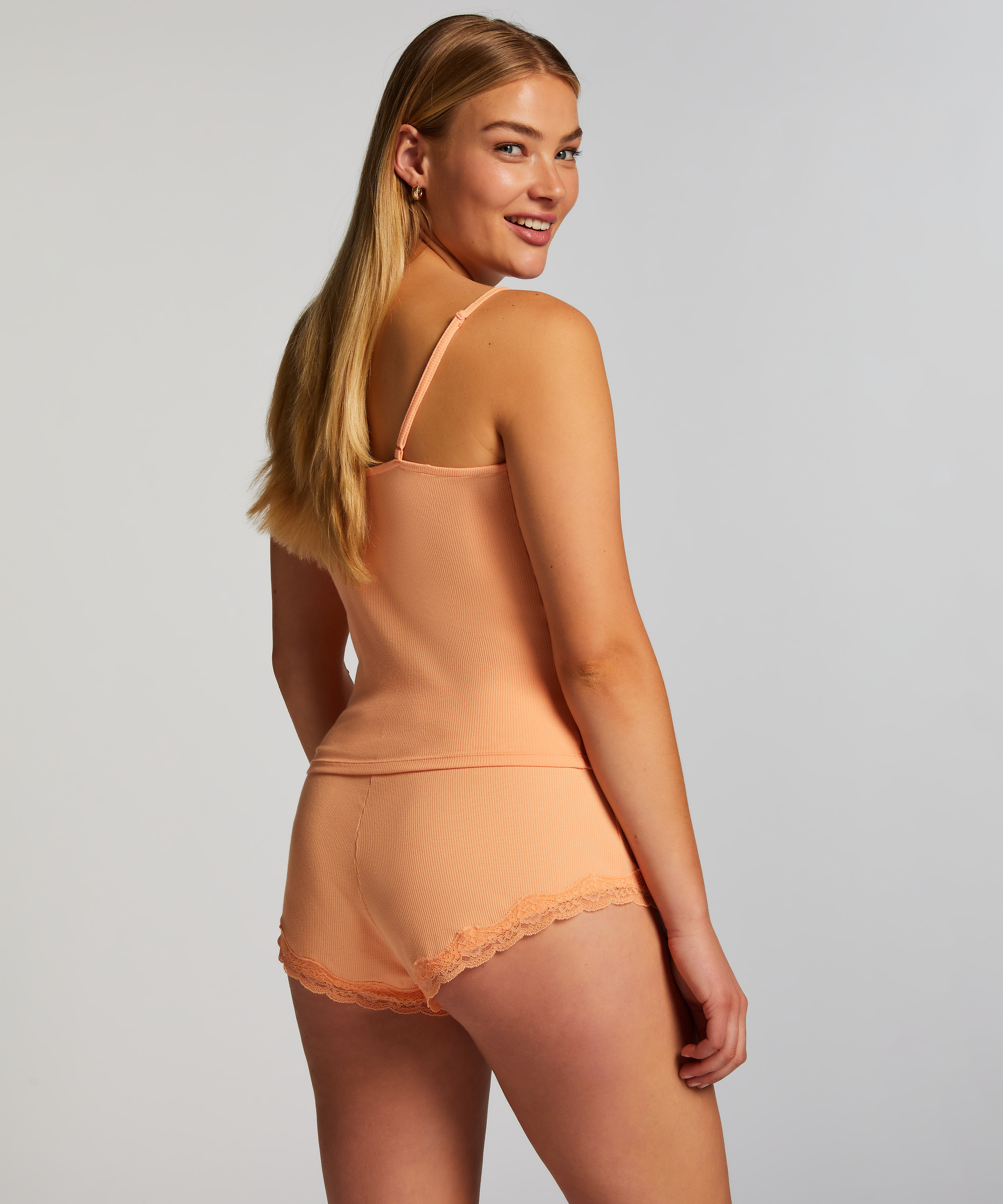 Culotte en dentelle côtelée, Rose, main