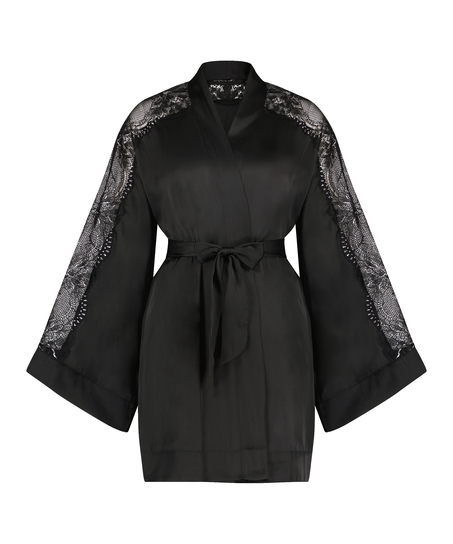 Kimono Satin Donna Sparkle, Noir