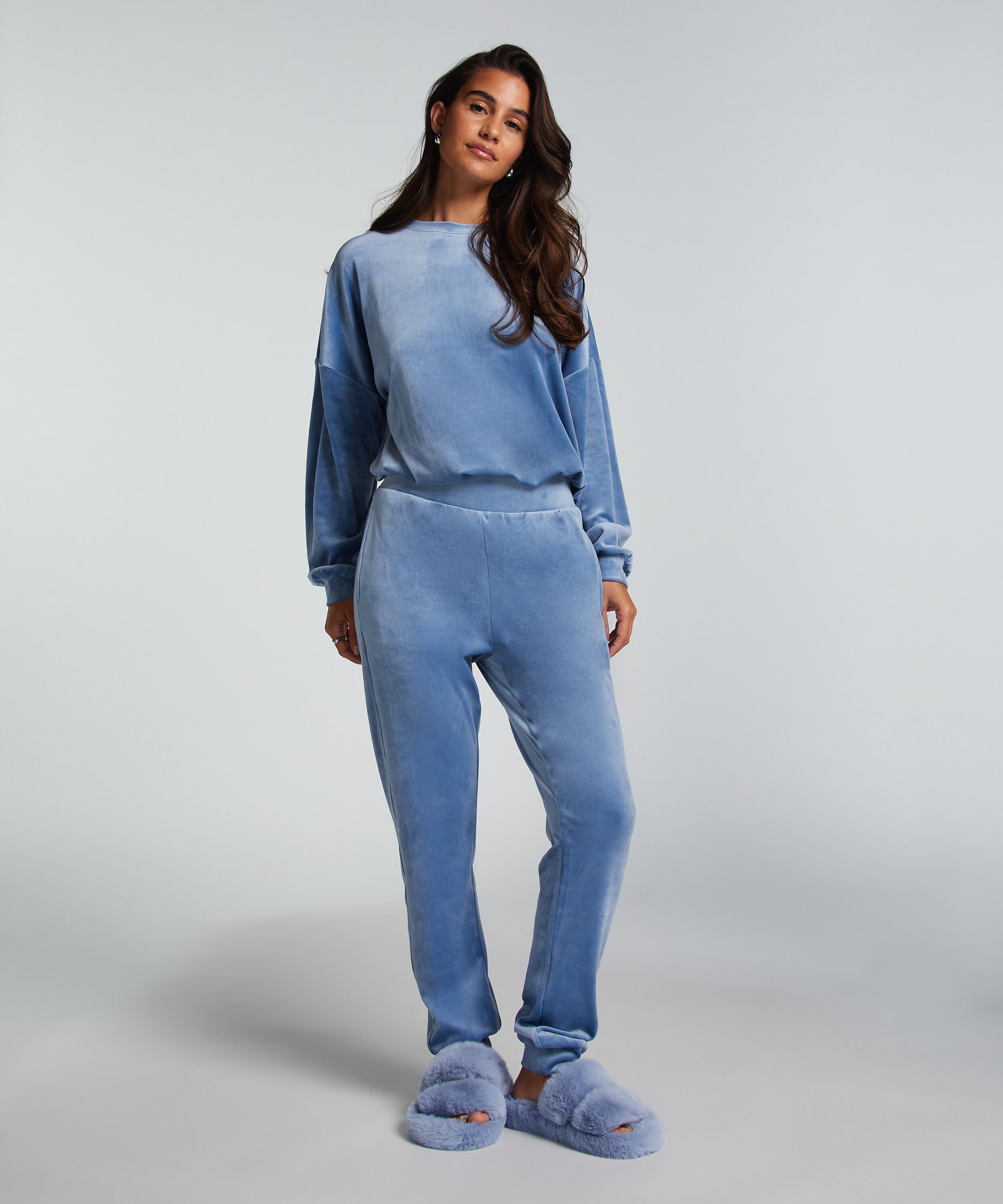 Jogginghose Velours, Blau