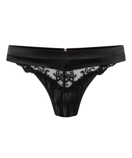 String mit hohem Beinausschnitt Sveta, Schwarz