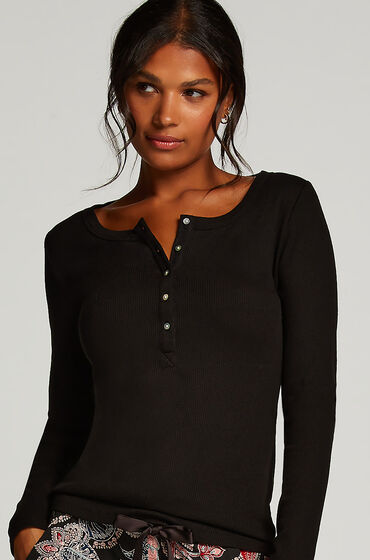 Image of Hunkemöller Langarm-Pyjamatop Schwarz