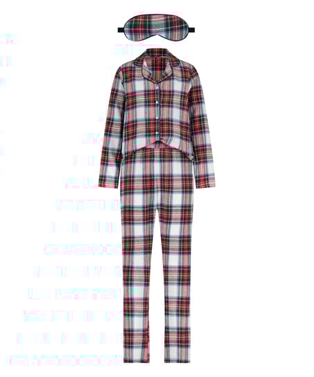 Pyjamaset Check Twill, Weiß