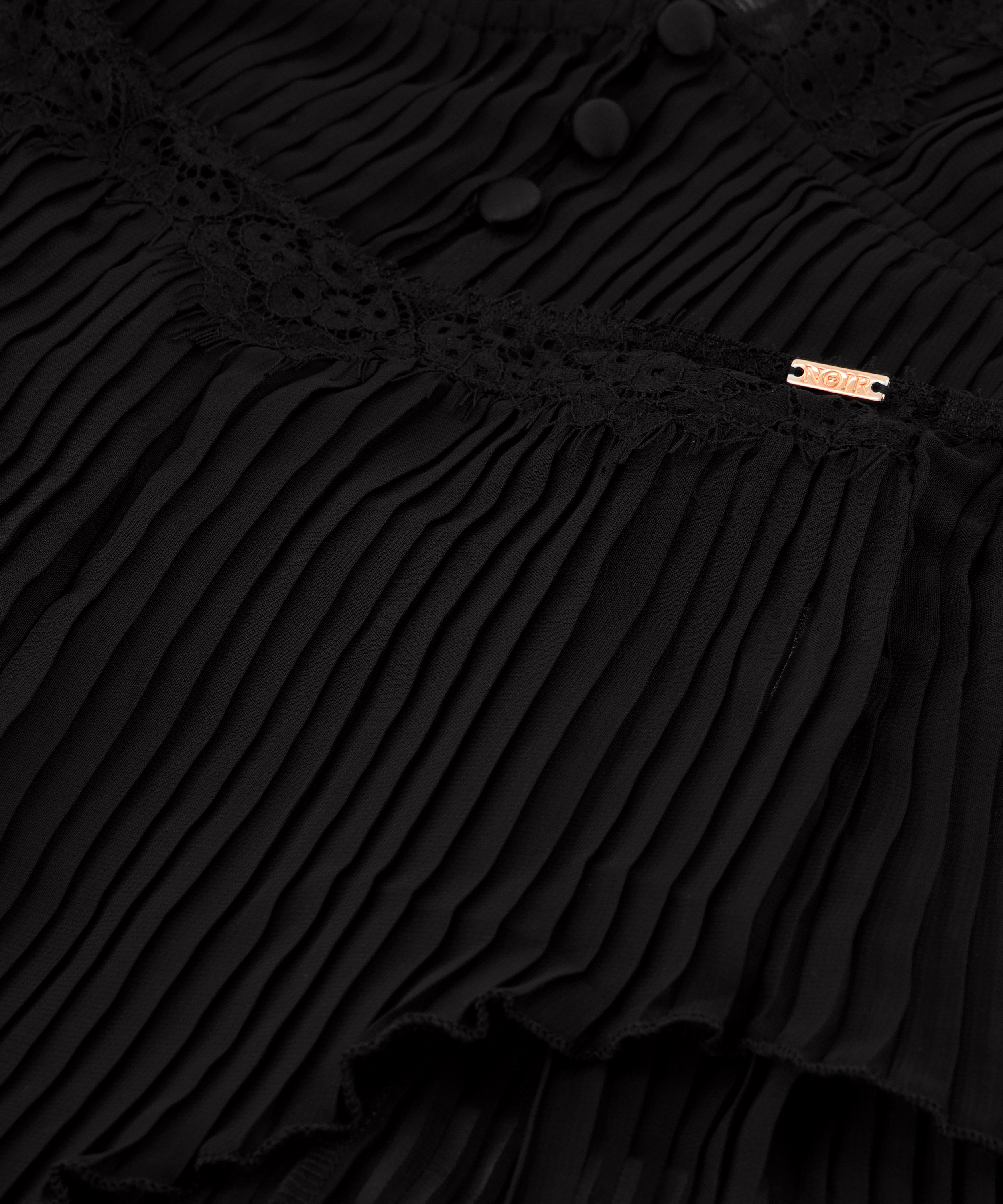 Cami-Set Chiffon Plissee, Schwarz, main