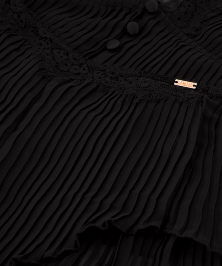 Cami-Set Chiffon Plissee, Schwarz