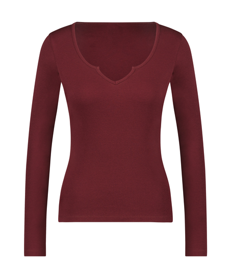 Top mit V-Ausschnitt, Longsleeve, Lila