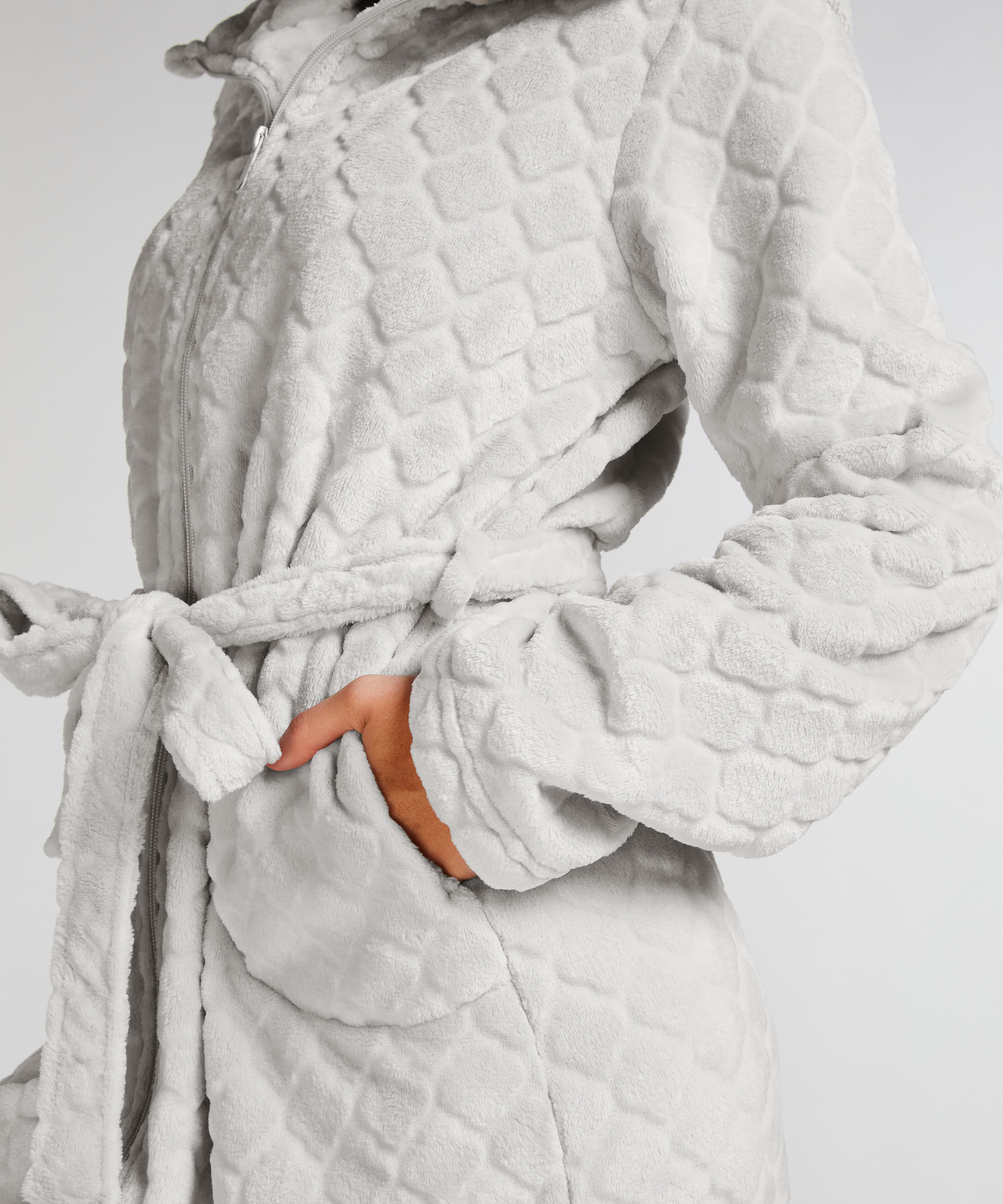 Bademantel Zip Fleece, Grau, main