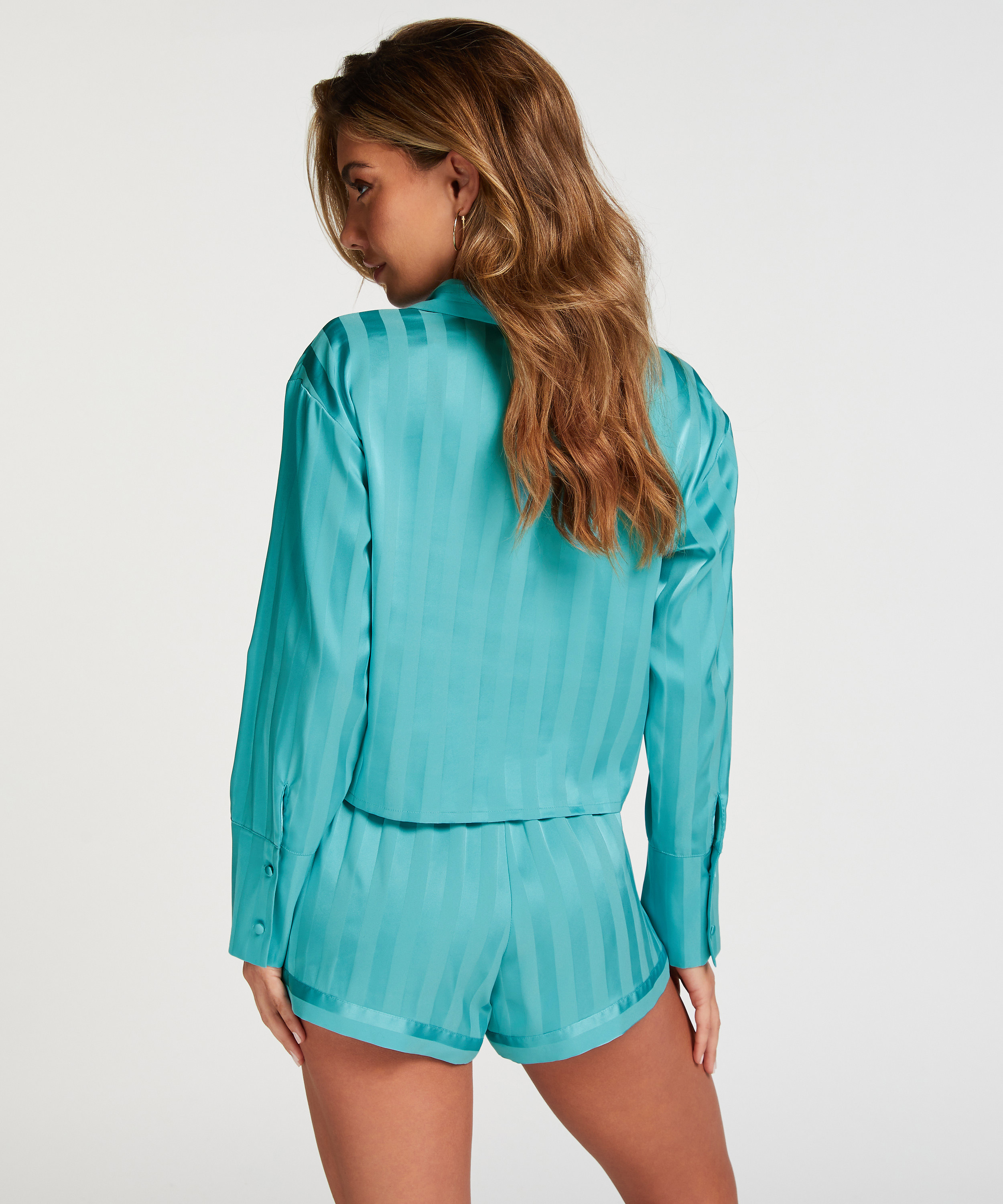 Pyjama Shorts Satin, Blau, main