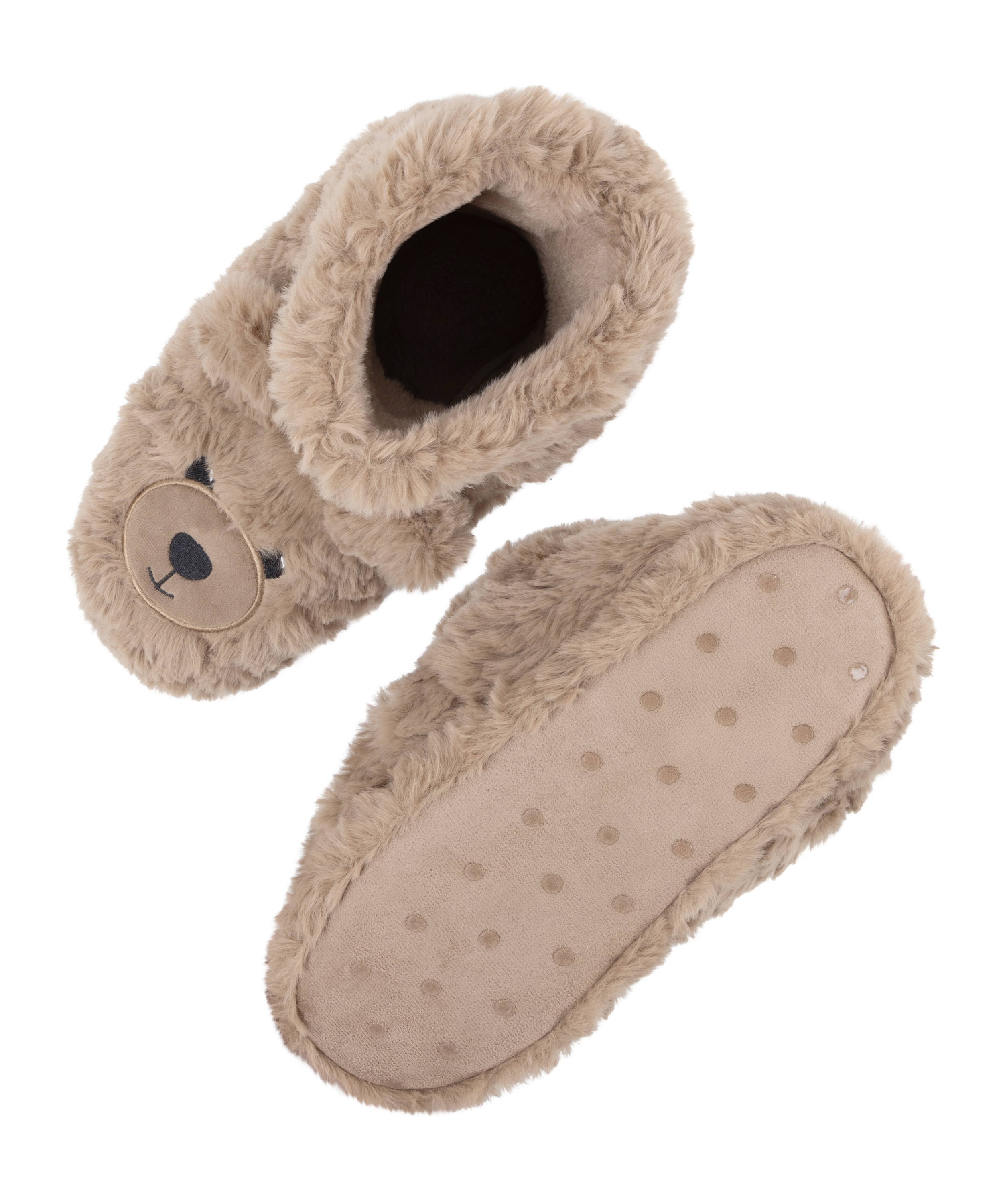 Chaussons Ours en Peluche, Beige, main