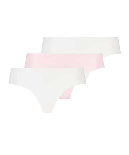 Lot de 3 slips br&eacute;siliens invisibles, Blanc