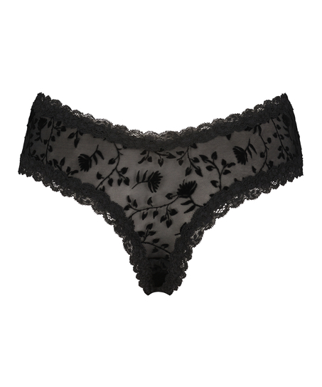 Slip brésilien V-shape mesh, Noir
