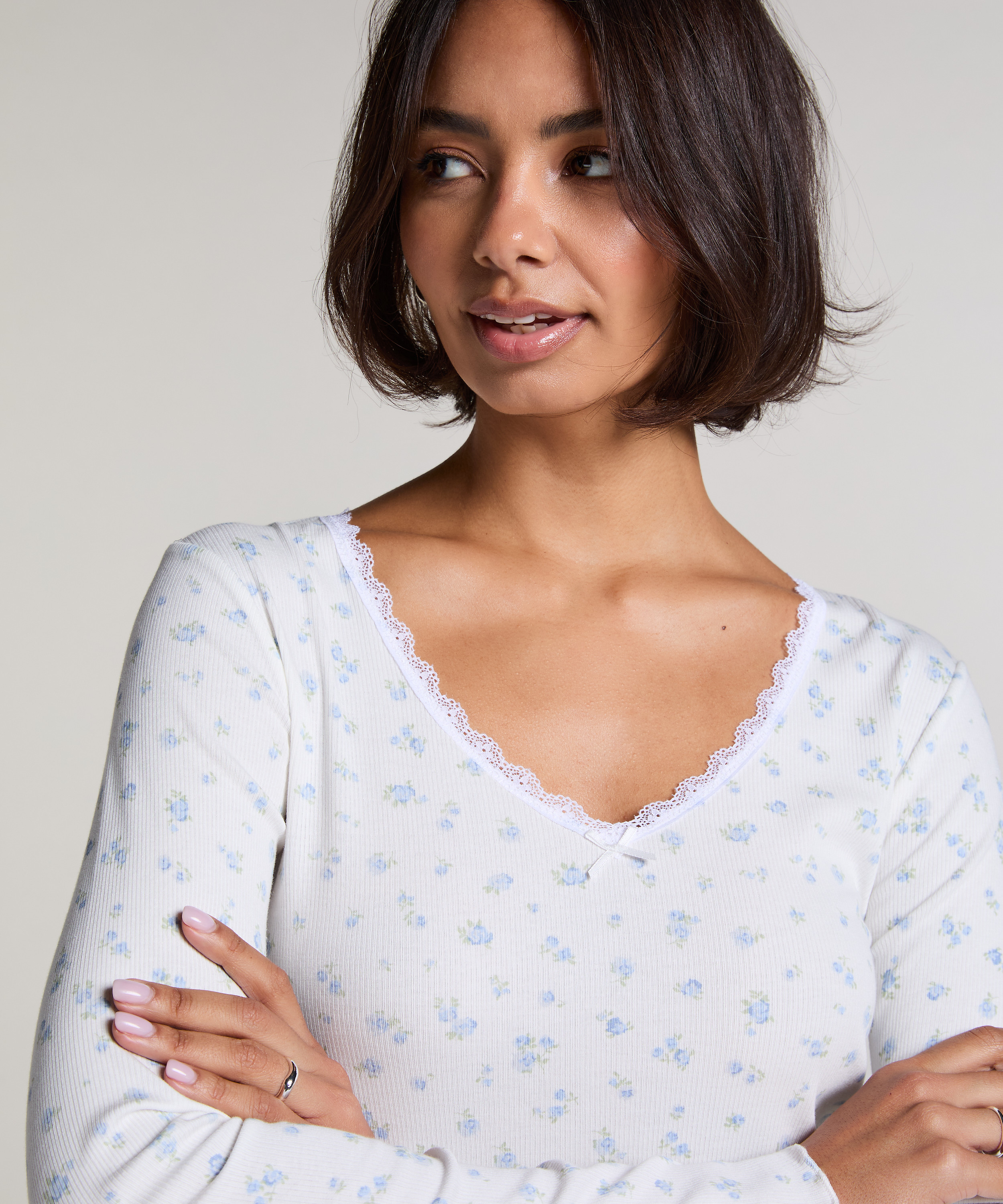 Ensemble pyjama côtelé, Bleu, main