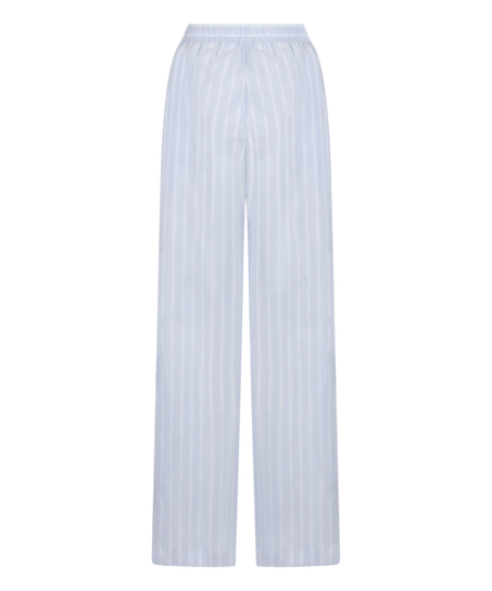 Pantalon en coton tiss&eacute; &agrave; rayures, Bleu